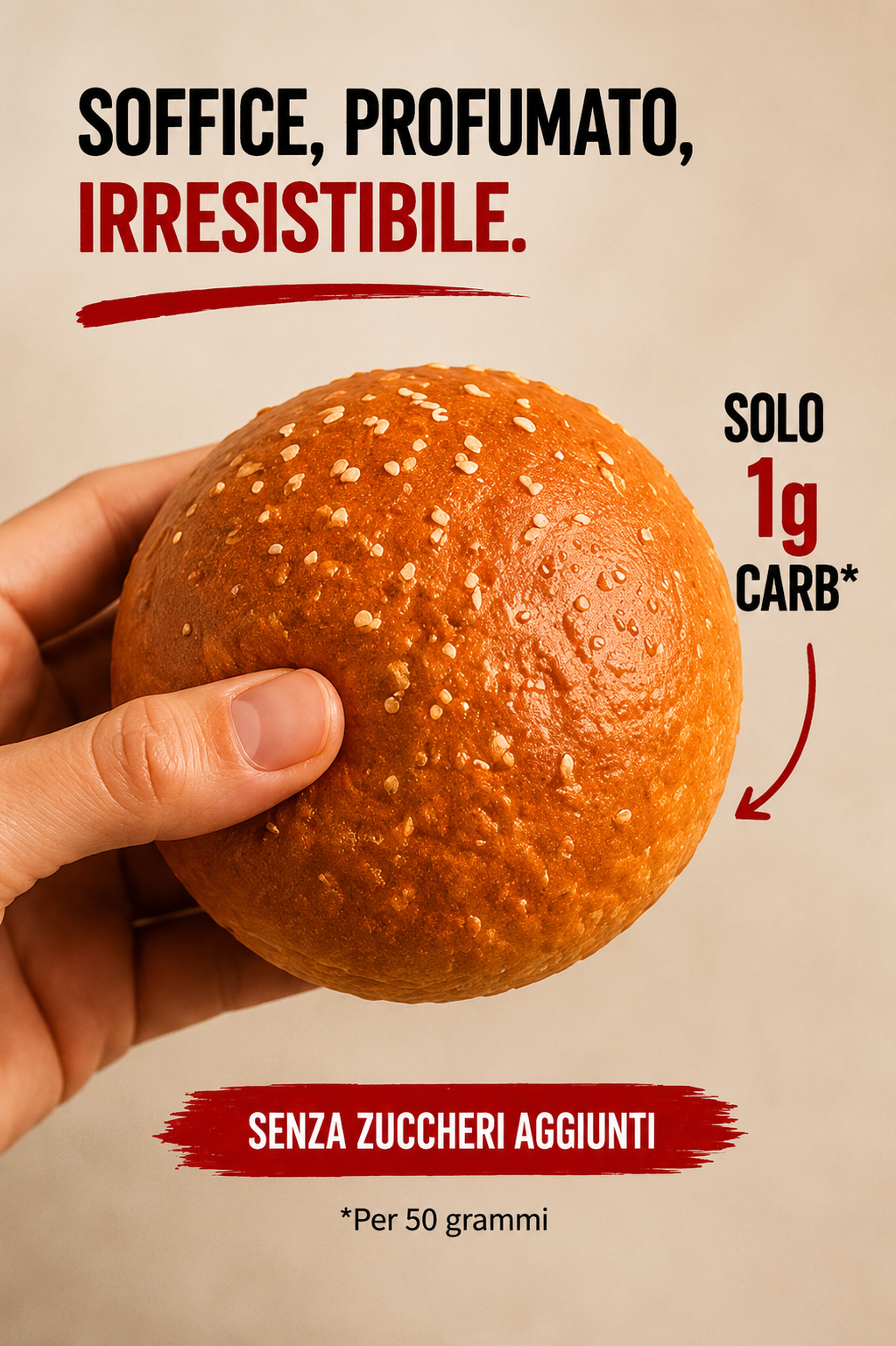 Burger Bun Keto-Proteico 50g – Vista laterale | KETORA